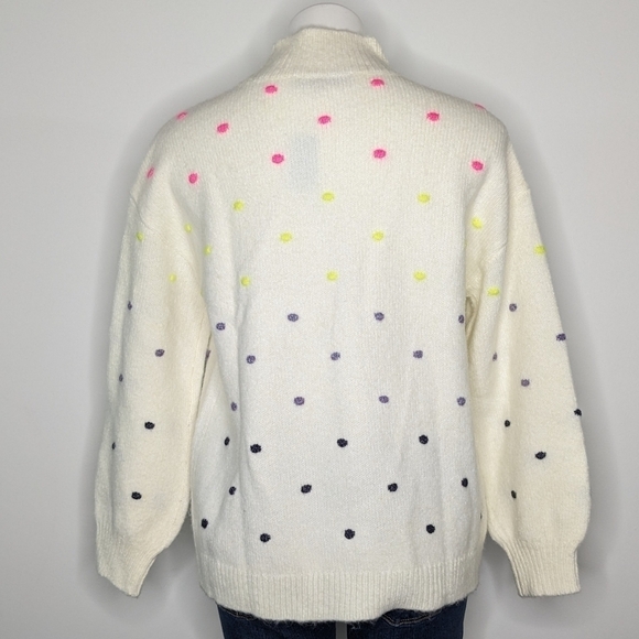 NWT LOFT white colorful polkadot mock neck sweater LP - Picture 5 of 8